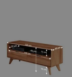 Wohnen 120x48x40 Midcentury TV Board aus Kernbuche - Junola