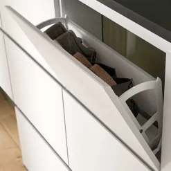 Wohnen Schuhschränke*95x127x18 Midi Schuhschrank mit drei Klappen & Tür - Suad