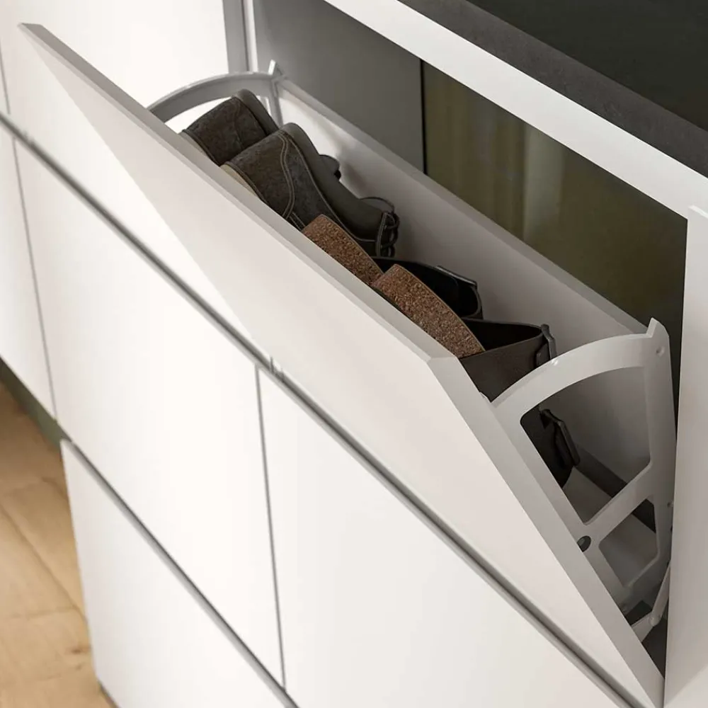 Wohnen Schuhschränke*95x127x18 Midi Schuhschrank mit drei Klappen & Tür - Suad