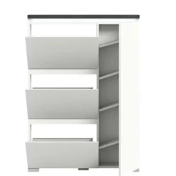 Wohnen Schuhschränke*95x127x18 Midi Schuhschrank mit drei Klappen & Tür - Suad