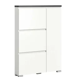 Wohnen Schuhschränke*95x127x18 Midi Schuhschrank mit drei Klappen & Tür - Suad