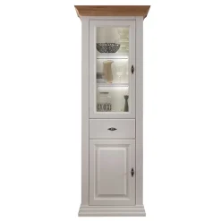 Wohnen Vitrinen|Wohnzimmer-Vitrinen*72x199x45 Modern Country Vitrinenschrank in Weiß - Henry