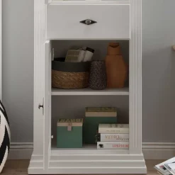 Wohnen Vitrinen|Wohnzimmer-Vitrinen*72x199x45 Modern Country Vitrinenschrank in Weiß - Henry