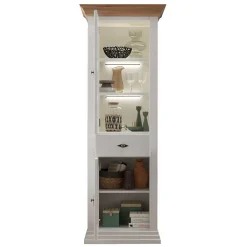 Wohnen Vitrinen|Wohnzimmer-Vitrinen*72x199x45 Modern Country Vitrinenschrank in Weiß - Henry