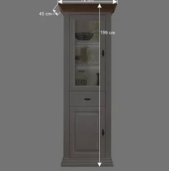 Wohnen Vitrinen|Wohnzimmer-Vitrinen*72x199x45 Modern Country Vitrinenschrank in Weiß - Henry