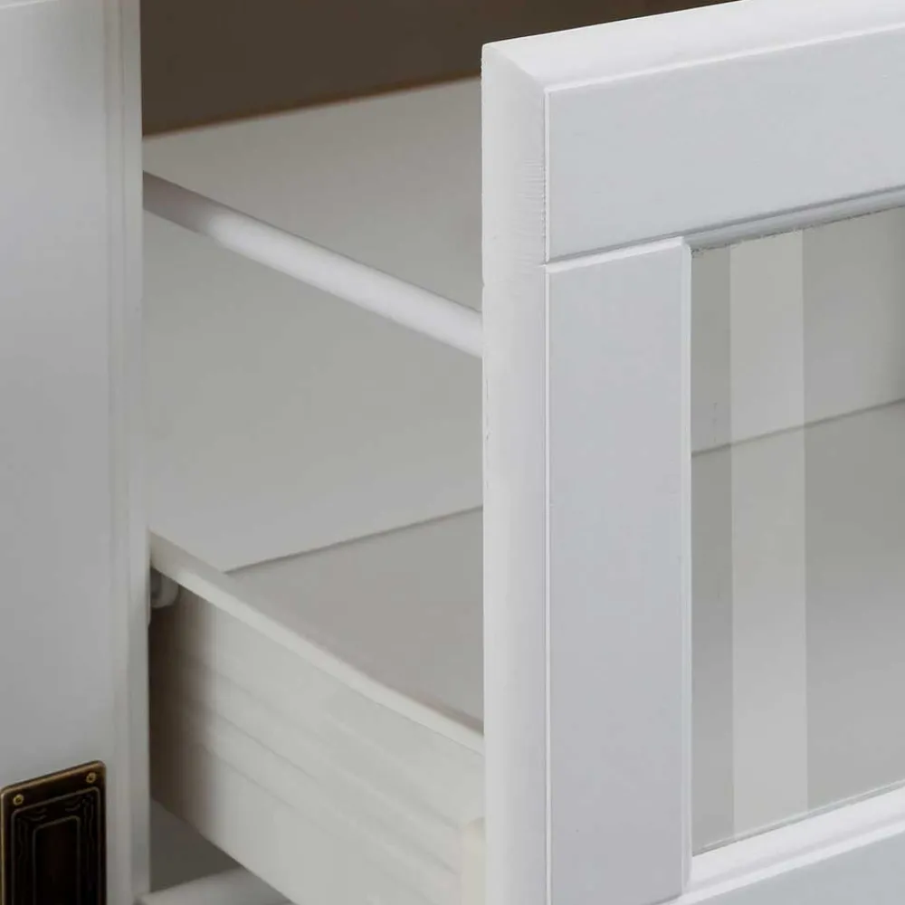 Wohnen Weiße Möbel|Landhausmöbel*180x84x84 Moderne Anrichte in Weiß & Honig - Brasivon