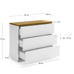 Wohnen 90x75x36 Moderne Kommode mit Push to open - Vintilias