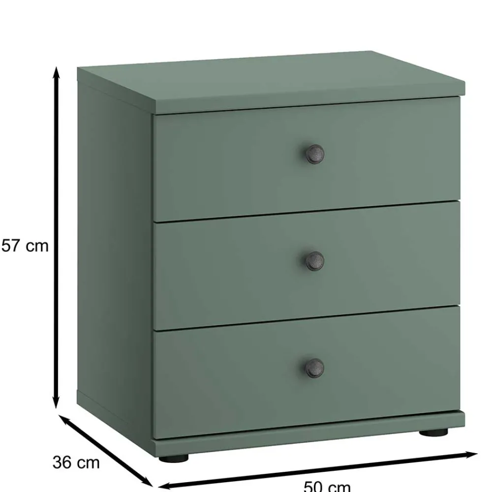 Wohnen 50x57x36 Nachtkommode in Graugrün - Rajavo