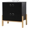Wohnen Kommoden|Nachttische*50x55x35 Nachtkommode in Schwarz & Pinie Natur - Caurina