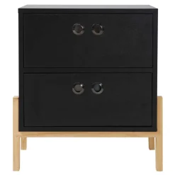 Wohnen Kommoden|Nachttische*50x55x35 Nachtkommode in Schwarz & Pinie Natur - Caurina