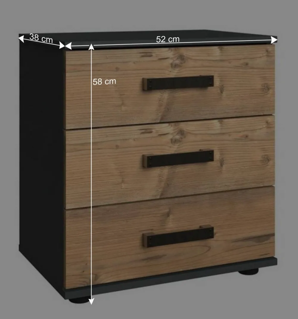 Wohnen 52x58x38 Nachtkommode in Tanne Dekor - Ardila