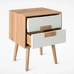 Wohnen Weiße Möbel|Nachttische*40x50x40 Nachtkommode in Weiß & Eiche - Julecas