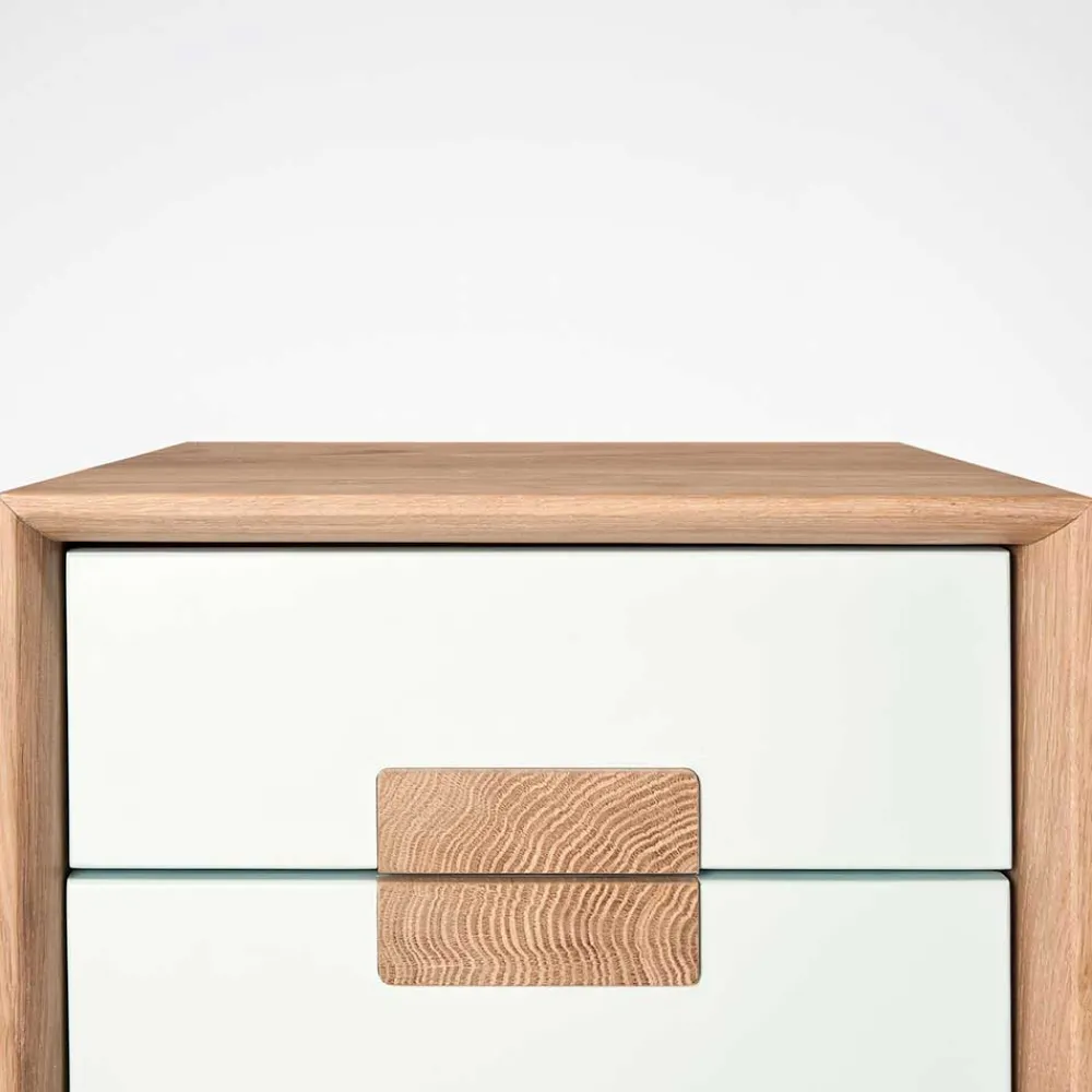 Wohnen Weiße Möbel|Nachttische*40x50x40 Nachtkommode in Weiß & Eiche - Julecas