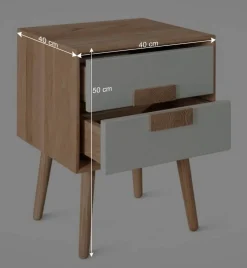 Wohnen Weiße Möbel|Nachttische*40x50x40 Nachtkommode in Weiß & Eiche - Julecas