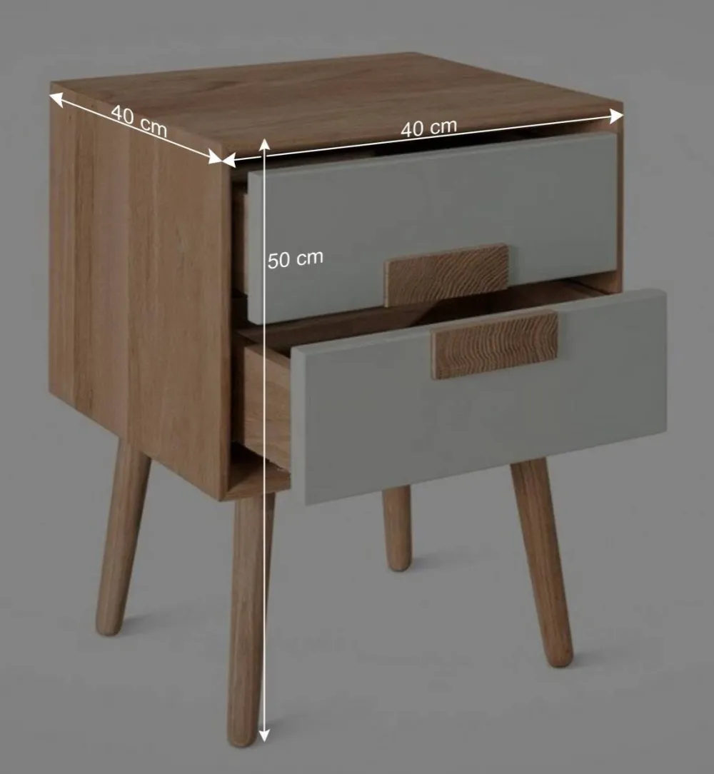 Wohnen Weiße Möbel|Nachttische*40x50x40 Nachtkommode in Weiß & Eiche - Julecas