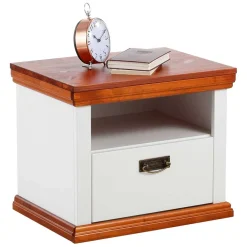 Wohnen 52x40x37 Nachtkommode in Weiß & Kirschbaum - Vendirai