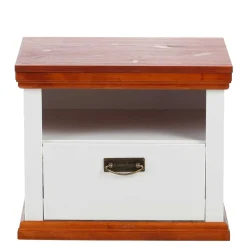 Wohnen 52x40x37 Nachtkommode in Weiß & Kirschbaum - Vendirai