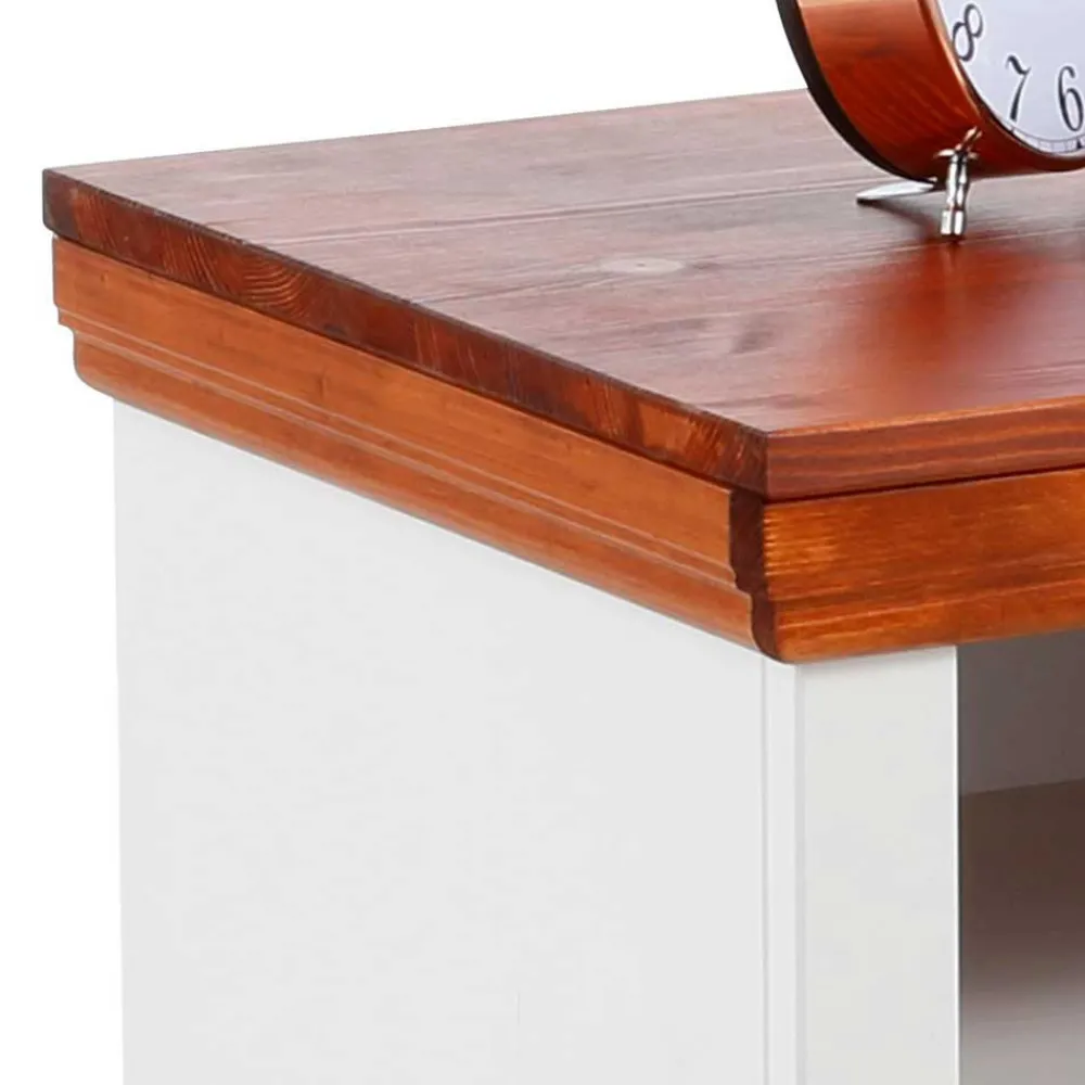 Wohnen 52x40x37 Nachtkommode in Weiß & Kirschbaum - Vendirai