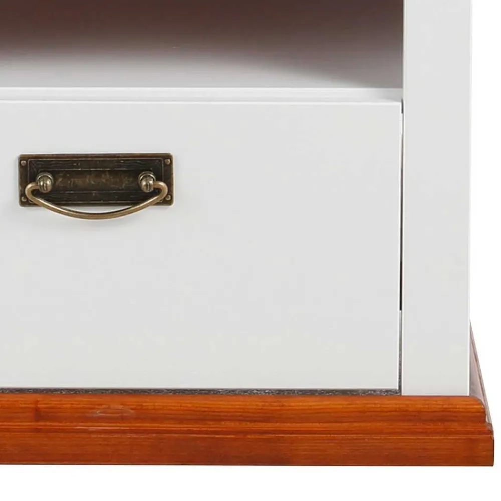 Wohnen 52x40x37 Nachtkommode in Weiß & Kirschbaum - Vendirai