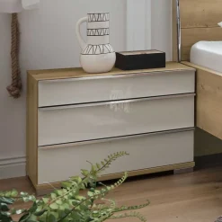 Wohnen 60x48x42 Nachtkommode in Weiß Glas - Nuetran