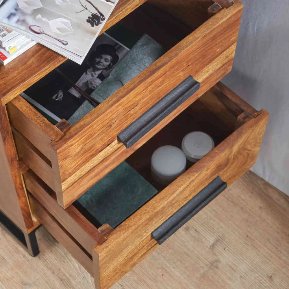 Wohnen 40x66x35 Nachtkommode mit Fach & 2 Schubladen - Crystons