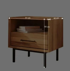 Wohnen 51x50x40 Nachtkommode mit Fach & Schublade - Kerfa