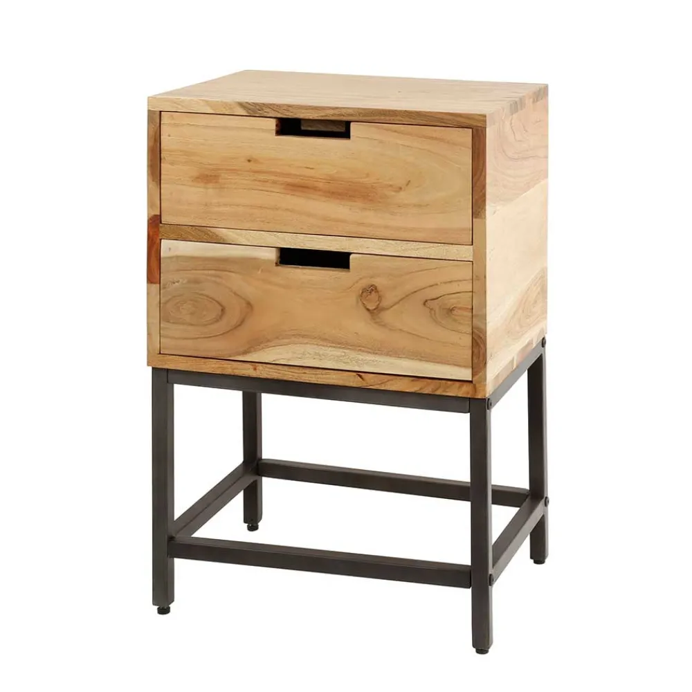 Wohnen Schwarze Möbel|Nachttische*40x60x30 Nachtkommode mit Metallgestell - Babra