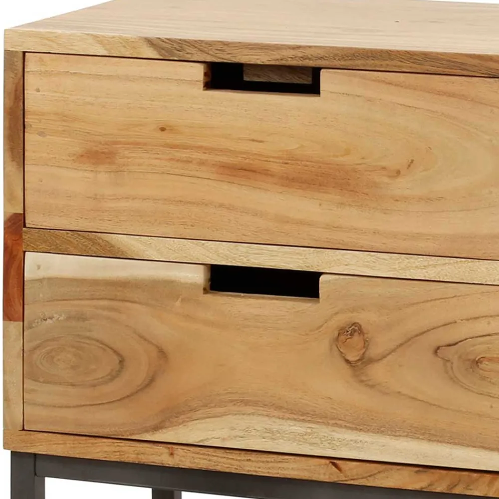 Wohnen Schwarze Möbel|Nachttische*40x60x30 Nachtkommode mit Metallgestell - Babra