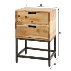 Wohnen Schwarze Möbel|Nachttische*40x60x30 Nachtkommode mit Metallgestell - Babra