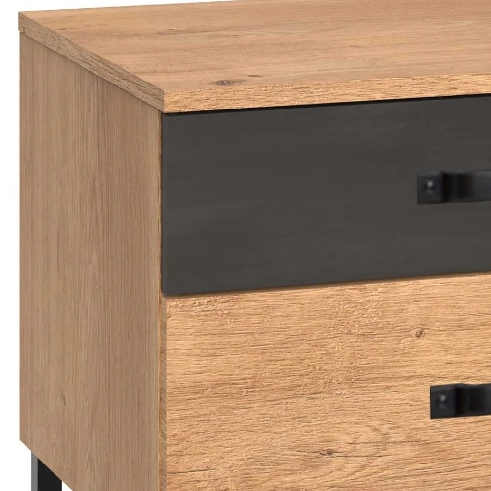 Wohnen 58x45x41 Nachttisch in Eiche & Schwarzgrau - Bram