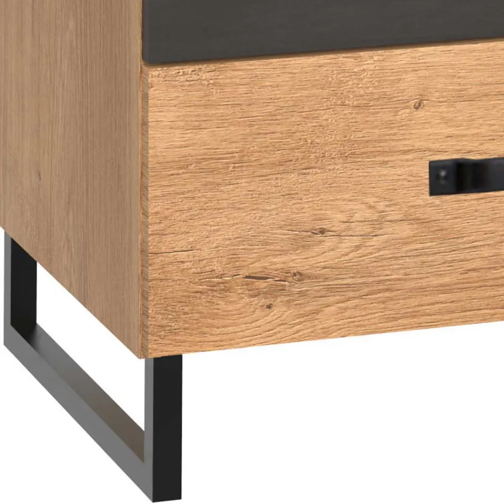 Wohnen 58x45x41 Nachttisch in Eiche & Schwarzgrau - Bram