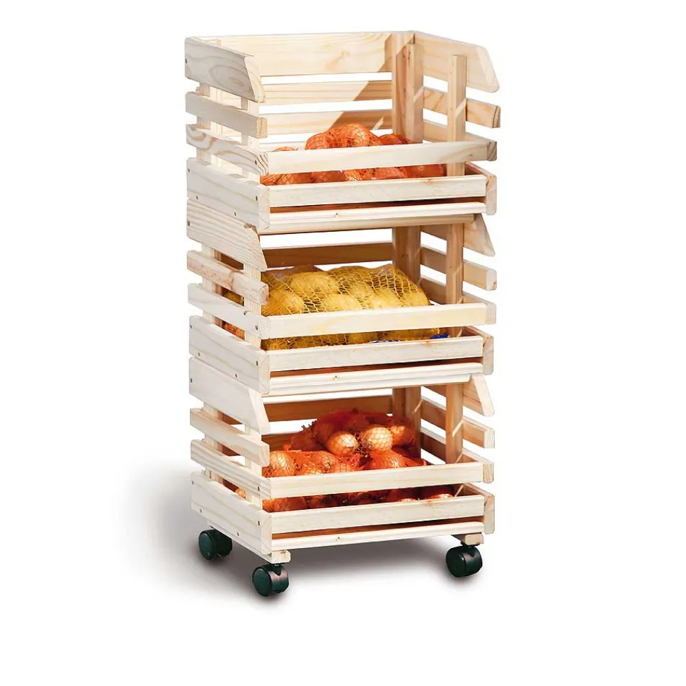 Wohnen Wohnzimmer-Regale|Küchenregale*37x80x30 Obst & Gemüse Regal aus Massivholz - Yutaha