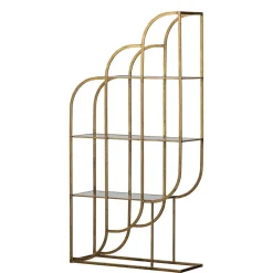 Wohnen Designermöbel*96x190x35 Offenes Regal in Altmessing Metall - Valencra