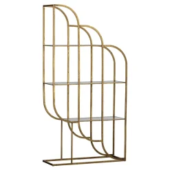 Wohnen Designermöbel*96x190x35 Offenes Regal in Altmessing Metall - Valencra