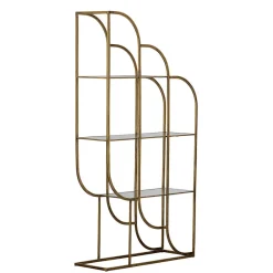 Wohnen Designermöbel*96x190x35 Offenes Regal in Altmessing Metall - Valencra