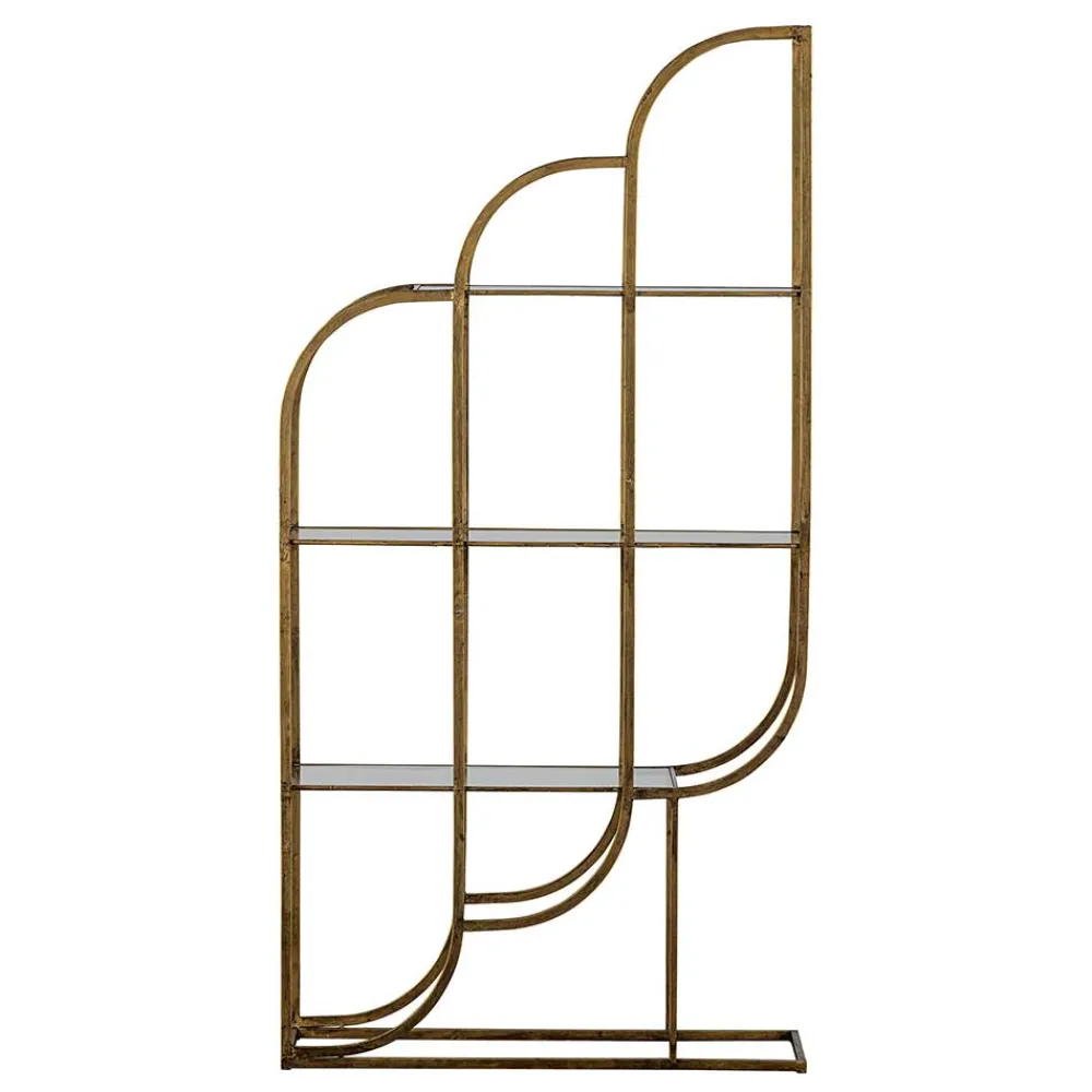 Wohnen Designermöbel*96x190x35 Offenes Regal in Altmessing Metall - Valencra