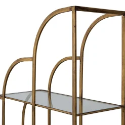 Wohnen Designermöbel*96x190x35 Offenes Regal in Altmessing Metall - Valencra