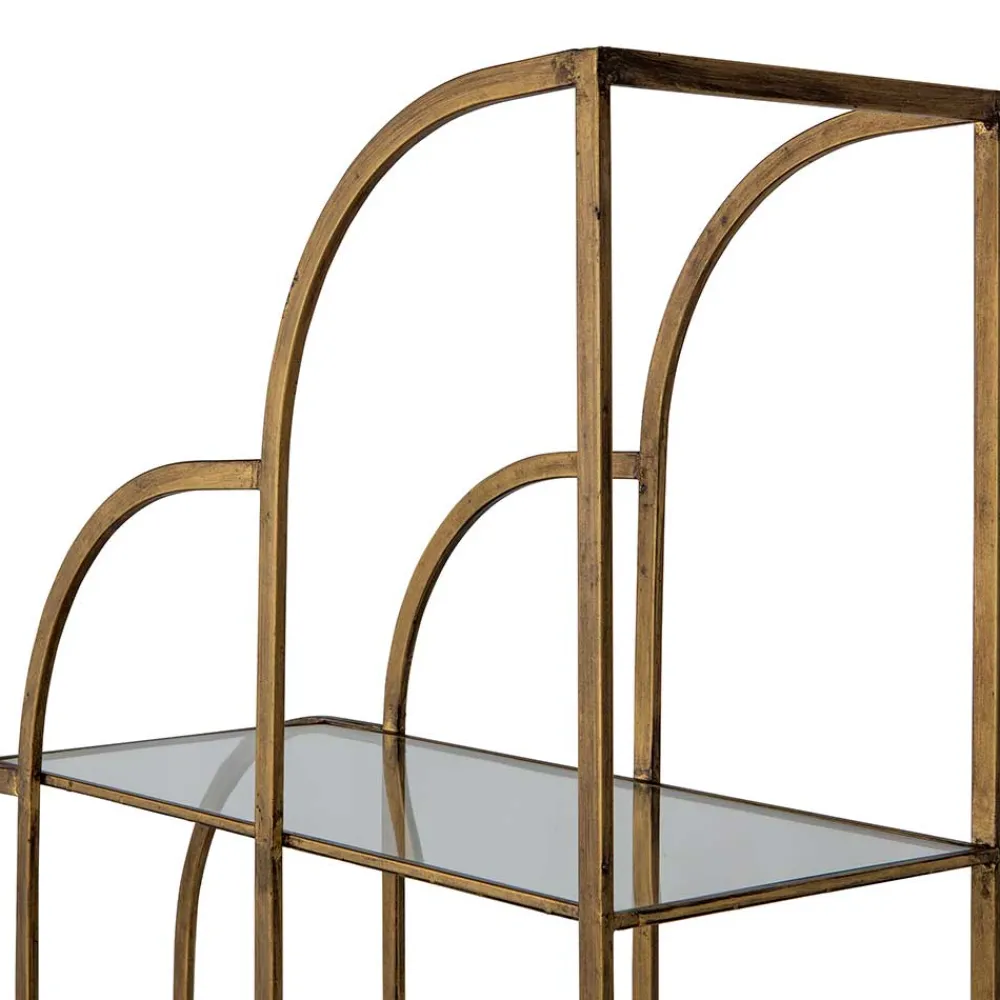 Wohnen Designermöbel*96x190x35 Offenes Regal in Altmessing Metall - Valencra