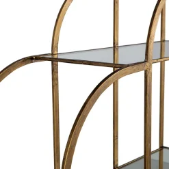 Wohnen Designermöbel*96x190x35 Offenes Regal in Altmessing Metall - Valencra