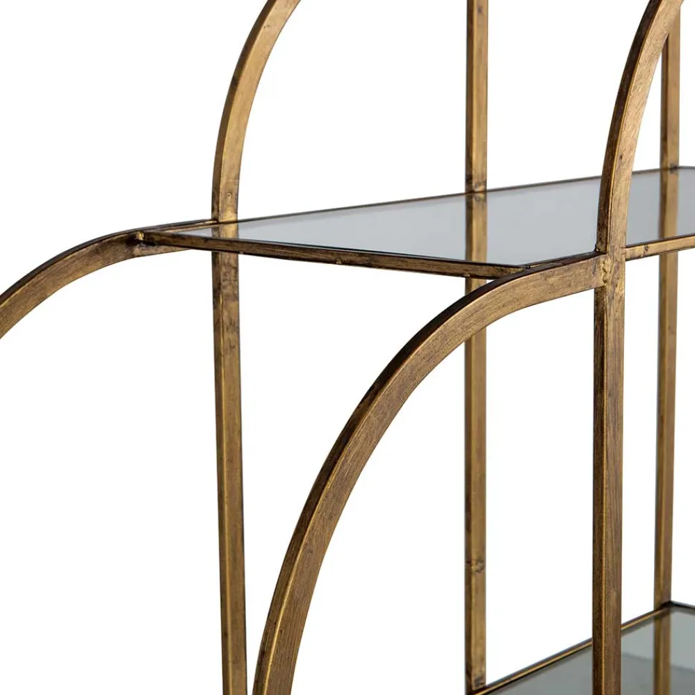 Wohnen Designermöbel*96x190x35 Offenes Regal in Altmessing Metall - Valencra