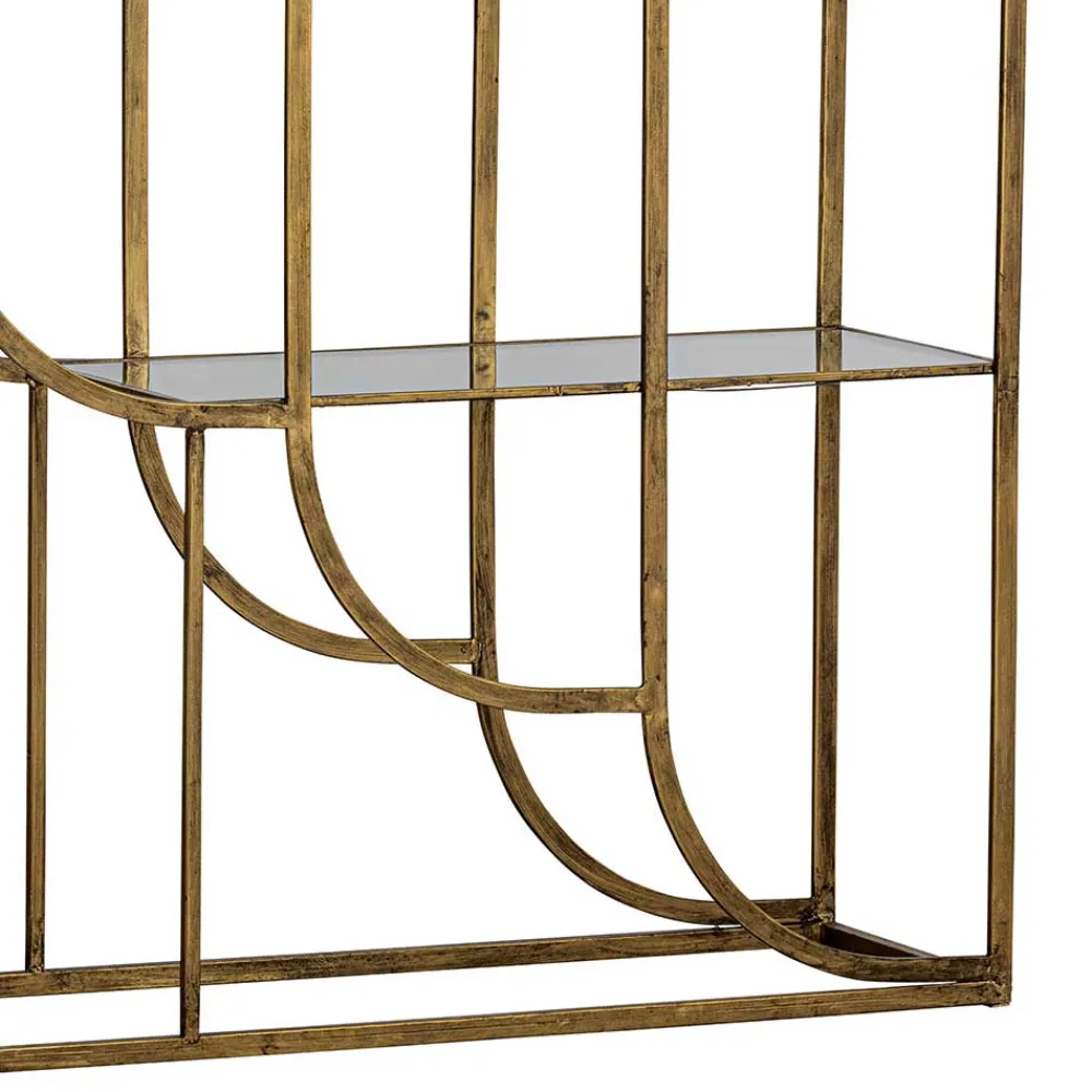 Wohnen Designermöbel*96x190x35 Offenes Regal in Altmessing Metall - Valencra