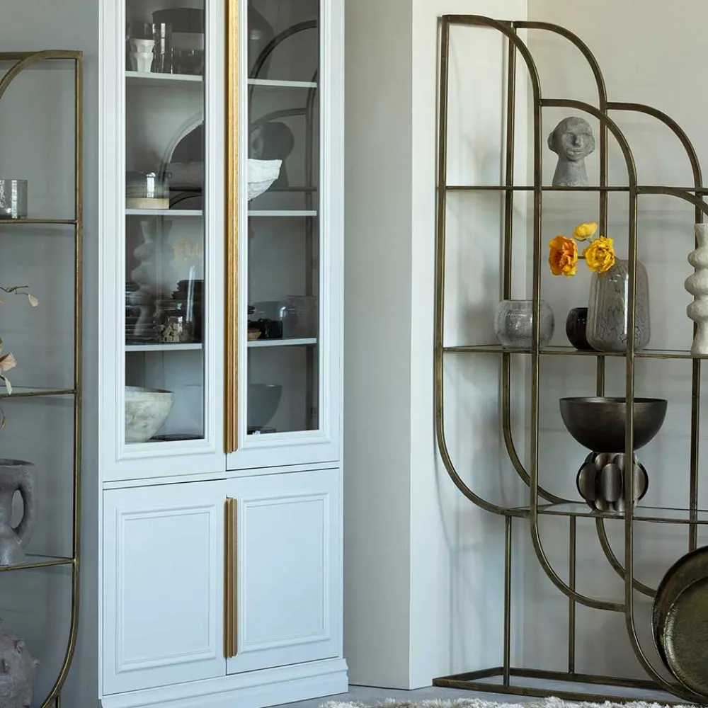 Wohnen Designermöbel*96x190x35 Offenes Regal in Altmessing Metall - Valencra