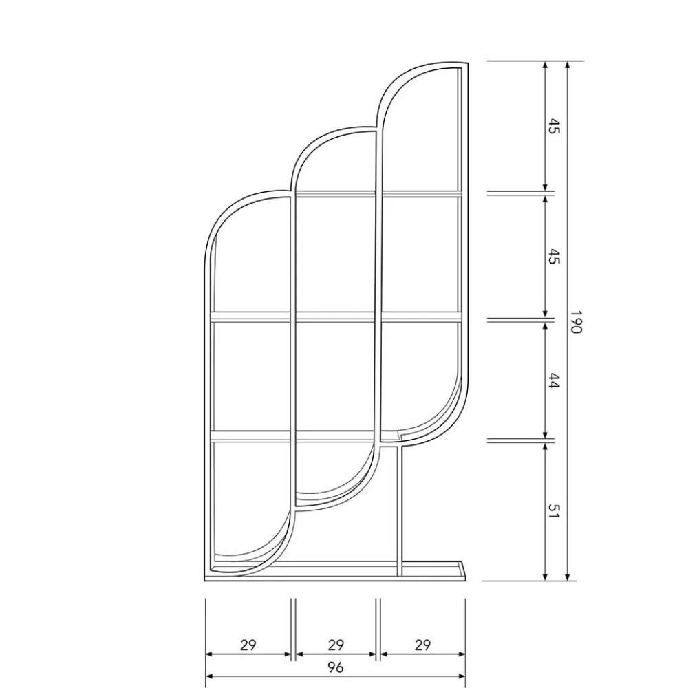 Wohnen Designermöbel*96x190x35 Offenes Regal in Altmessing Metall - Valencra