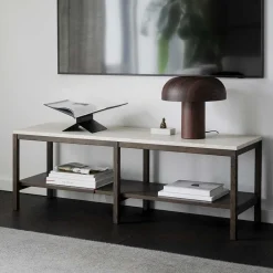 Wohnen Sideboards & Kommoden|Sideboards & Kommoden*140x45x40 Offenes Regal in Beige Travertin - Calumha