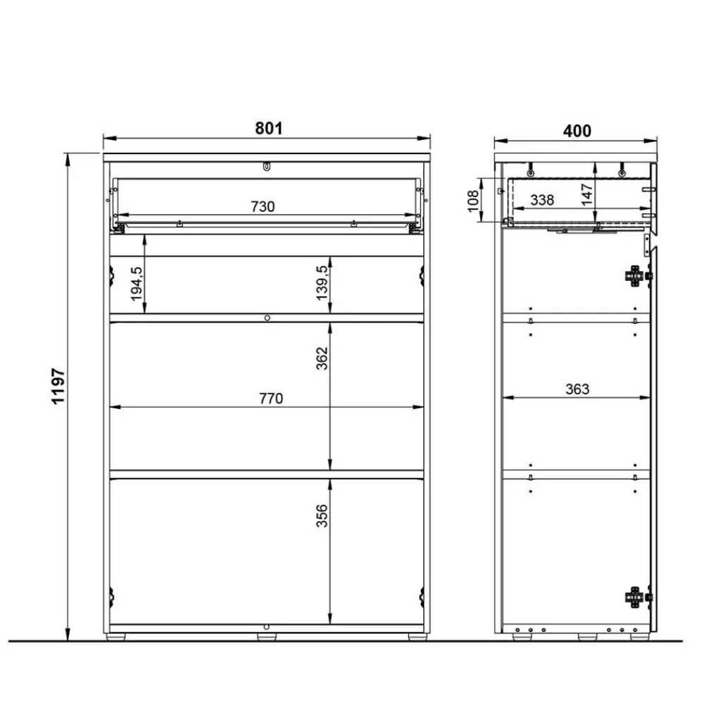 Wohnen Büroschränke*80x120x40 Office Vertiko in Wildeiche Optik - Contrage