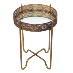 Wohnen Orientalische Möbel*41x51x41 Orient Beistelltisch mit Spiegelglas - Delamaro