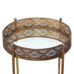 Wohnen Orientalische Möbel*41x51x41 Orient Beistelltisch mit Spiegelglas - Delamaro