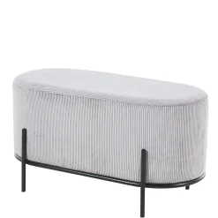 Wohnen Sessel & Hocker|Barhocker*80x42x40 Ovaler Polsterhocker in Hellgrau - Piava