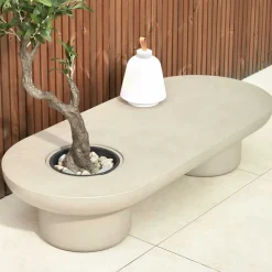 Wohnen Designermöbel*140x30x60 Ovaler Tisch aus Leichtbeton - Catania