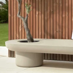Wohnen Designermöbel*140x30x60 Ovaler Tisch aus Leichtbeton - Catania